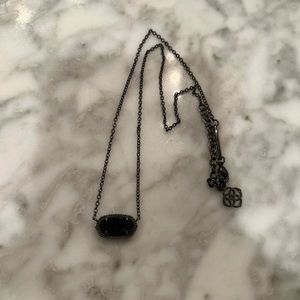 kendra scott elisa black pendant necklace in black drusy